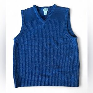 L.L. Bean Navy Blue Wool Commando Sweater Vest